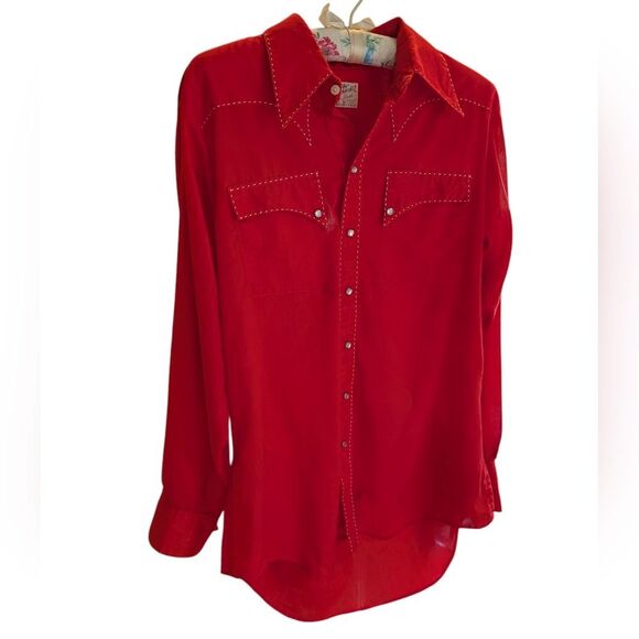 Rockmount Ranch wear vintage 70s western red‎ mens pearl snaps Tru West - Picture 5 of 9